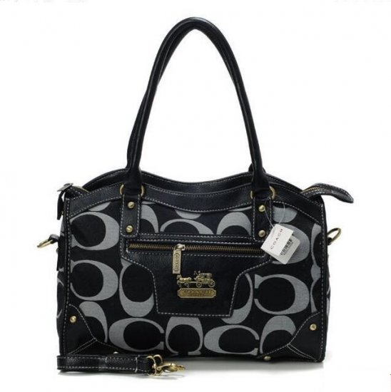 Coach Legacy Logo In Signature Medium Black Satchels BPP | Women